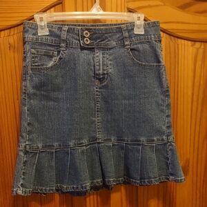 EUC Angels Denim Skirt with Pleated Hem